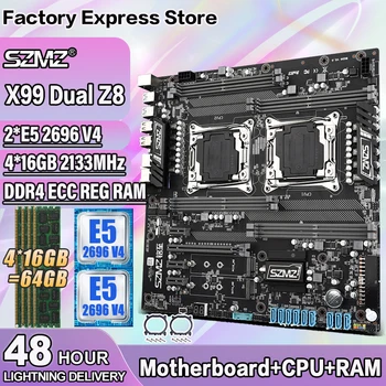 SZMZ X99 Dual matična ploča Z8 s priključkom LGA 2011-3 u kompletu od 2 komada Procesor Xeon E5 2696 V4 + 4* 16 GB = 64 GB DDR4 2133 Mhz ECC REG RAM Kit X99