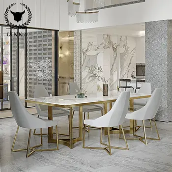 Talijanski luksuzni, svjetliji, kameni stol i stolice, dizajnerski stol za kuće visoke klase