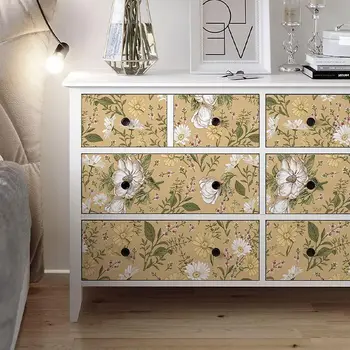 Tapete s cvjetnim ispis tratinčice Vinil tapete s cvjetnim ispis akvarele za kuhinjski ormar namještaja