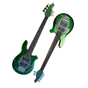 Tipska 6-струнная električna bas gitara zelene metalik boje sa elektromagneta pod HH, rečenica po mjeri