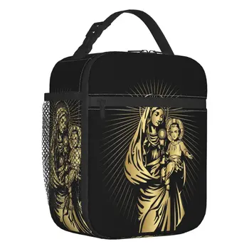 Topla torbe za ланча s likom Djevice Marije za žene, kršćanska Meksiko, meksički prijenosni hladnjak, termos za hranu, ručak-boks za školske putovanja