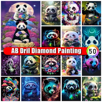 Torba na munje AB s dijamantnim oslikane životinja Panda, pun trg okrugli diamond vez 