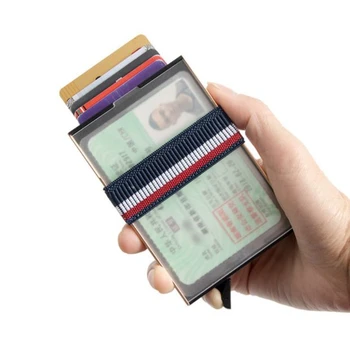 Torbica za posao-osobne iskaznice, unisex, metalni novčanik sa zaštitom od RFID, Aluminijski automatski pop-up bankovni držač za kreditne kartice na 10 karata