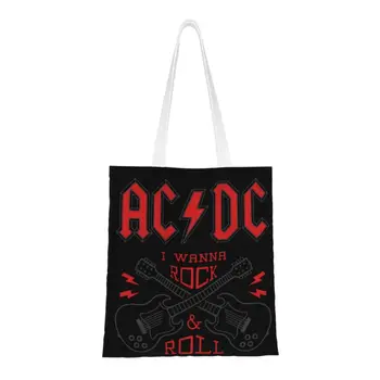 Trendi torbe-тоут za kupovinu u stilu rock ' n ' roll grupe AC DC s po cijeloj površini, холщовые torbe preko ramena, australski glazbeni torba u stilu heavy metal