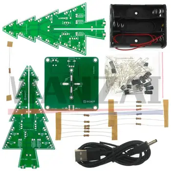 Trodimenzionalni 3D Božićno drvce led DIY Kit Crvena/zelena/žuta RGB bljeskalica E-mail set za zabavu