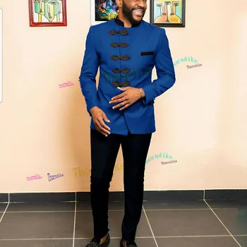 Tuxedos Mladoženja Thorndike Royal Blue 2020, Najbolja muška odijela ručni rad za Vjenčanja, Gospodo Službena odijela za prom (jakna + Hlače)