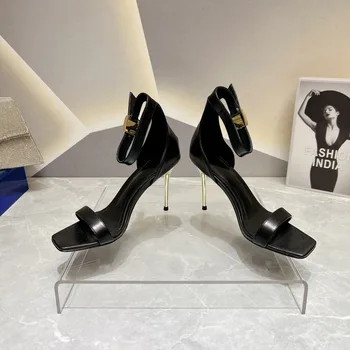Ukusan ženske cipele na vrlo visoku petu, čvrste cipele s trga vrhom, elegantne sandale od lakirane kože za zurke 2023, proljeće-ljeto, novo, vođa prodaje