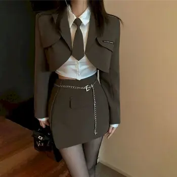 UNXX Korejski uniformi, ženski kostim, moderan oblik za старшеклассниц, mini suknja, topla majica za djevojčice, Remen, lanac, Fakultet Nema