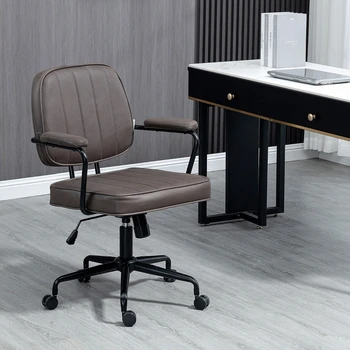 Uredski stolac od mikrovlakana, stolni stolica s montiranim točkovima na 360 stupnjeva, mogućnost naginjanja na visini, svijetlo smeđa/zelena