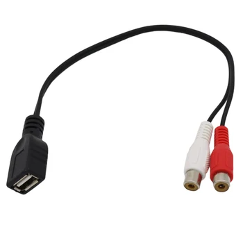 USB 2.0 A Ženski na 2x RCA Phono Ženski pojas audio video AV TV PC Aux kompozitni pretvarač Kabel-ac prilagodnik izmjeničnog napona kabel