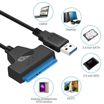 USB 3,0 2,0 Kabel SATA 3 Sata adapter USB 3.0 Podrška je 2,5-inčni vanjski tvrdi disk, SSD SSD 22-Pinski kabel Sata III Brzinom do 6 Gb/s