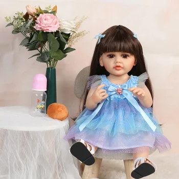 Veleprodaja, 22 inča, sve silikonske lutke Kawaii Blue Dream Skirt, dječje igračke na poklon za rođendan, igračke za djevojčice