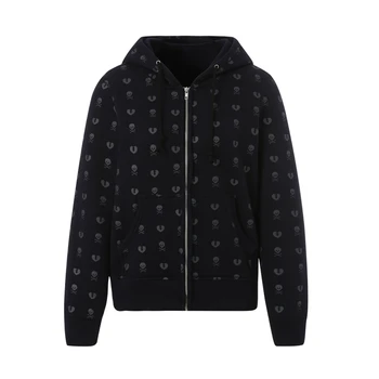 Vintage crna majica sa po cijeloj površini Lubanje 90-ih godina, jesen hoodies munje dugi rukav, jakne u stilu retro Harajuku, zimski kaput