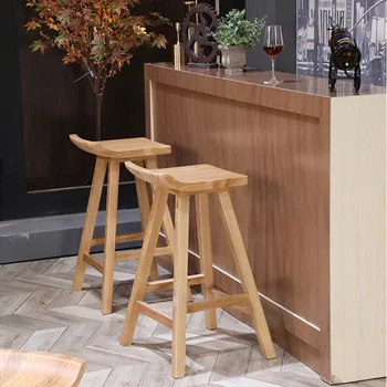 Visoke stolice za odmor od punog drveta u skandinavskom stilu, Kreativni stolica administrator, Bar stolice za kafić, individualni bar stolica, stolica za domaće Kuhinje