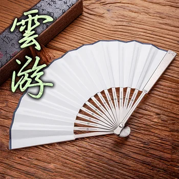 WANWU EDC YunYou, Sklopivi metalni ventilator od legure titana, Prijenosni kineski stil tai chi Kung fu Oružja za samoobranu 7,8 cm