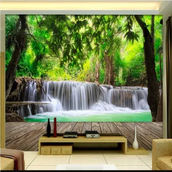 wellyu Izrađen po mjeri velika freska iz stabla, šuma, vodopad, prirodni krajolik, TV pozadine, tapete za zidove, 3 d