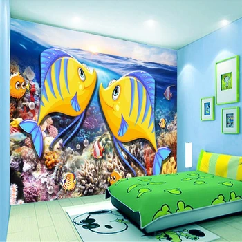 wellyu papel de parede Pozadinu na red Podvodni svijet poljubac ribe crtani slatka pozadina zidove dječje sobe infantil
