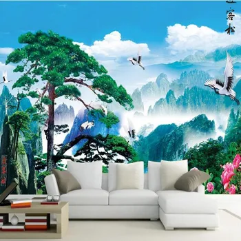 wellyu Prilagođene velike freske, приветствующие bor, cvijeće božur, kineski pozadine, tapeta za zidove, papel de parede