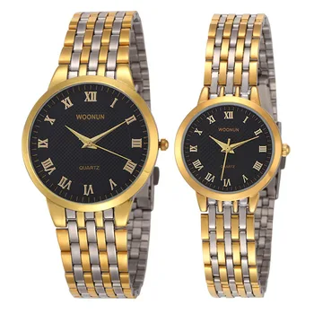 WOONUN 2023 Novi upareni sati Najbolji brand je luksuzna, ultra-tanki zlatni kvarcni satovi, ženski muški sat za ljubitelje poklon za Valentinovo po mjeri