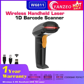 Yanzeo W6811 Bežični 2,4 G Prijenosni USB 1D laserski barkod čitač, čitač logističkih podataka, Trgovac Supermarket