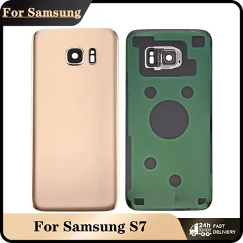 Za Samsung Galaxy S7 G930 G930F stražnji poklopac baterije, kućište stražnji staklena vrata sa objektivom fotoaparata SAMSUNG S7