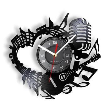 Zaljubljen u glazbu Laserski лонгплей Zidni sat u obliku srca Ringtone Mikrofon Gitara Vinil ploča Art dekor Poklon za glazbenike