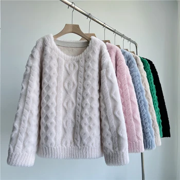 Zimski kaput Fantfur za žene od 100% vune, slobodan debeli topli pulover