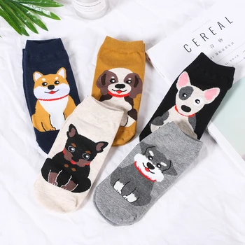 Čarape unisex s uzorkom crtani pas, Slatka kratke čarape sa životinjama bull terrier Beagle, ženske, Muške svakodnevne zabavne, pamuk чулочно-носочные proizvoda