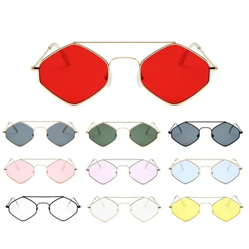 Šik dizajn, više faceted ženske sunčane naočale u metalni okvir sa duplim mostom i obojene leće sa UV400 zaštitom