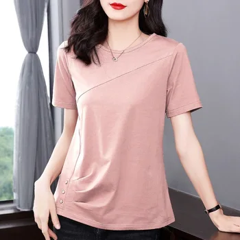 Ženske bluze u proljeće-ljeto stilu, košulje, ženske slobodne bluze kratkih rukava i okruglog izreza, običan bluze, majice DF4867