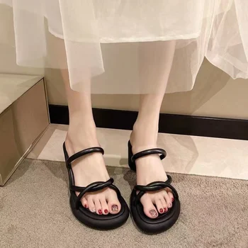 Ženske japanke na visoku petu, ljetna novost 2023 godine, Funky ženske cipele, Sandale u minimalistički stil, sandalias de mujer, ženske cipele