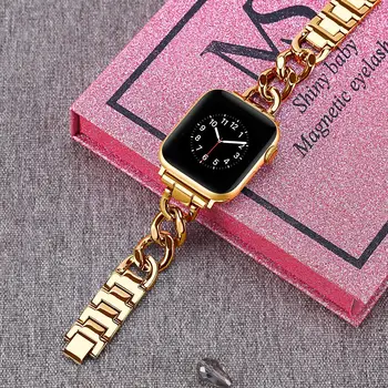 Ženski zlatni remen s petljom za Apple Watch 8 7 44 41 mm 45 mm, metalna narukvica od nehrđajućeg Čelika za iWatch 7 6 SE, ženske uzicom za djevojčice