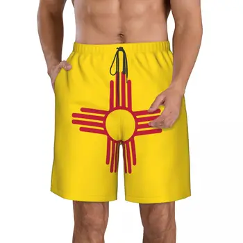 Быстросохнущие ljetne muške plaža kratke hlače, muške taljenje, kratke hlače za kupanje, plaža odjeća Zastava New Mexico