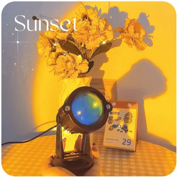 Закатный lampa, rotirajući mini lampa za фотопроекции, lampa za stvaranje atmosfere u spavaćoj sobi djevojčice, stroj za izradu duga na zalasku sunca