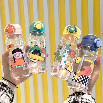 Мультяшный kontrast plastičnu čašicu s uređajem za dizanje prstenom, prijenosni sportski čašica na otvorenom, boca za vodu visoke ljepote