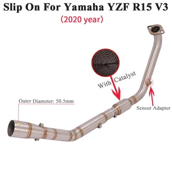 Слипоны Za Yamaha YZF R15 V3 2020 Motocikl Izlaznu Cijev Promjene Senzor za Povezivanje Prednje Srednje Spojnu Cijev 51 mm Sa Katalizatorom