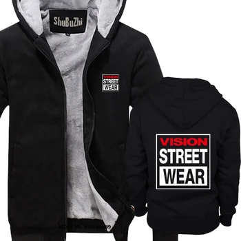 Berba debele veste s kapuljačom Vision Street Wear, zimska majica u retro stilu, muška topla branded majica sa kapuljačom, gospodo debele veste veće veličine