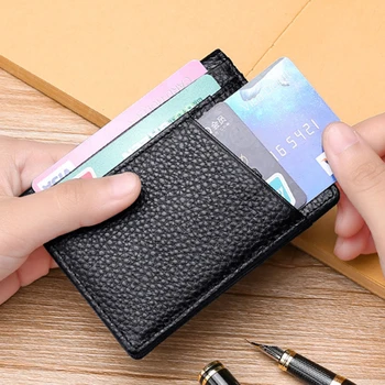 Super tanka mekana novčanik od prave kože, mini-držač za kreditne kartice, torbice, tanke male držači za kartice, muški novčanik